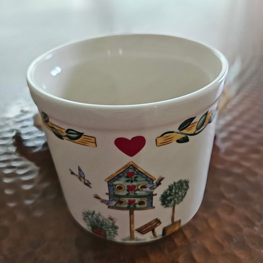 Thomson Pottery Birdhouse Candle Holder•Mini-Crock Cottagecore Kitchen Accessory